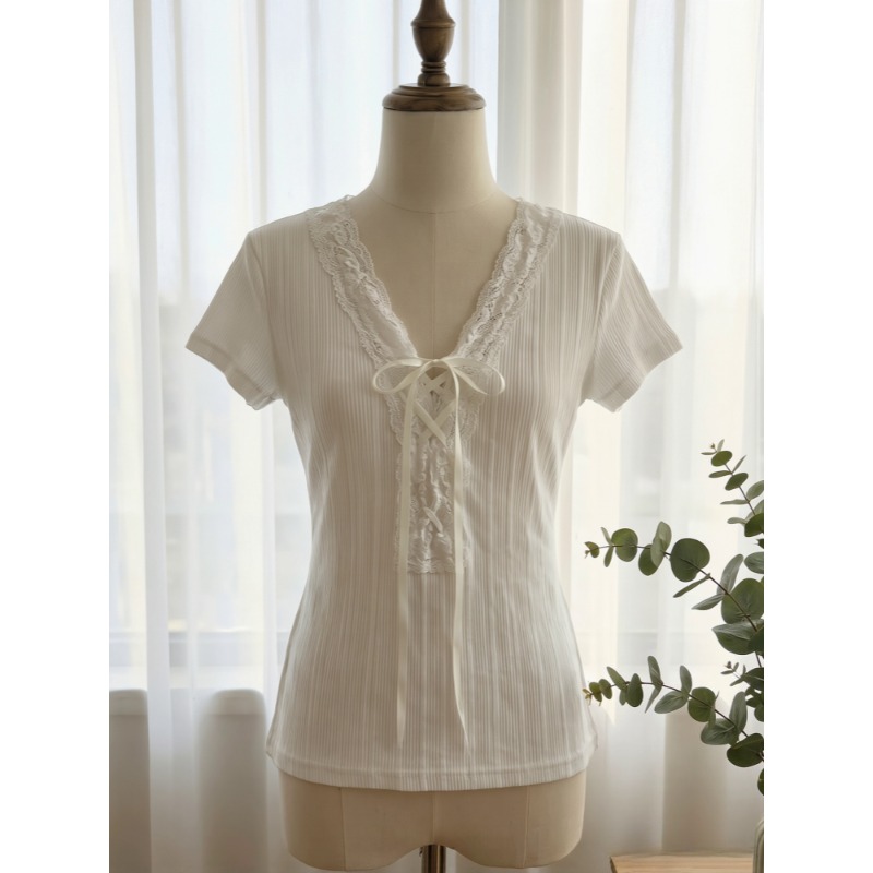 Street Fashion Korean Girl - T-shirt Elegante da Donna a Maniche