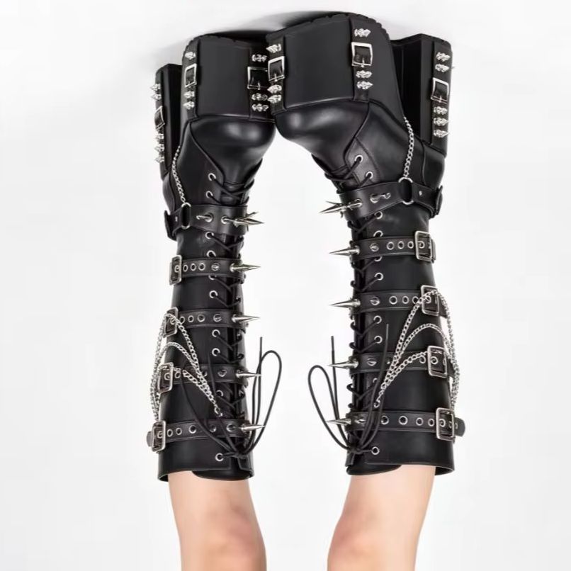 Street Fashion Y2K - Stivali da moto con plateau stile