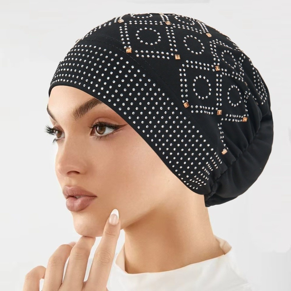 Street Fashion Hijab - Comodo Copricapo da Donna con Diamanti,