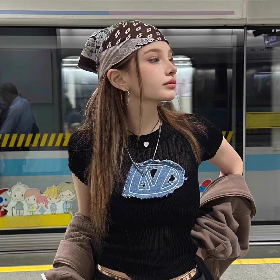 Street Fashion Girl - Foulard Quadrato Stile Americano Retrò, Decorazione