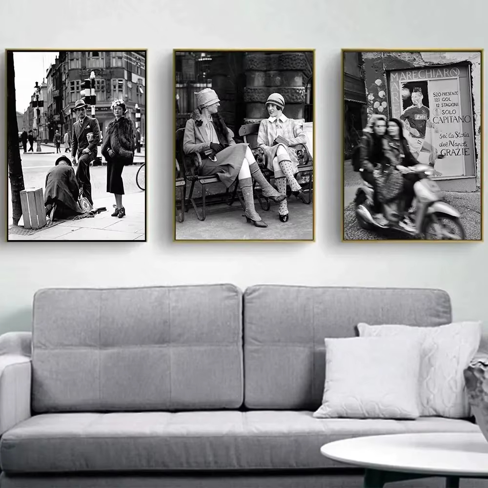 Street Fashion Poster - Stampa fotografica vintage in bianco e