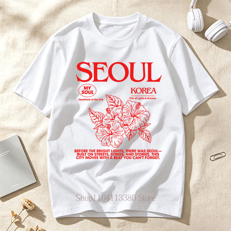 Street Fashion Seoul - T-shirt con stampa hibiscus in stile