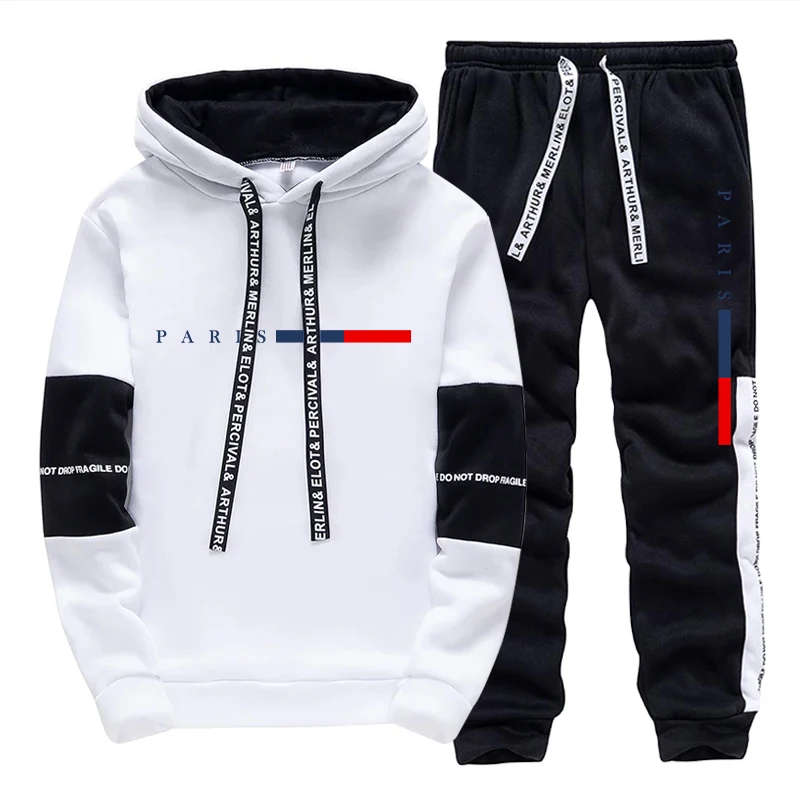 Street Fashion Hoodie - Set da Uomo/Felpa con Cappuccio/Pantaloni Moda