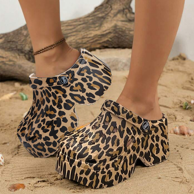 Street Fashion Girl - Zoccoli con plateau leopardato per donna