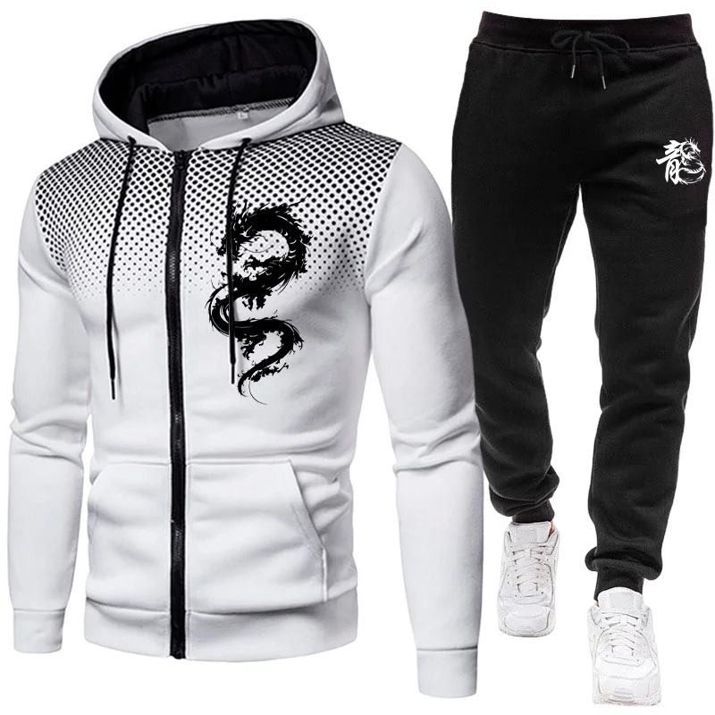 Set da Uomo con Stampa Drago d - Street Fashion Hoodie recensione e prezzo