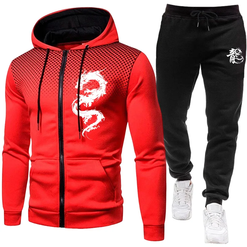 Set da Uomo con Stampa Drago d - Street Fashion Hoodie recensione e prezzo
