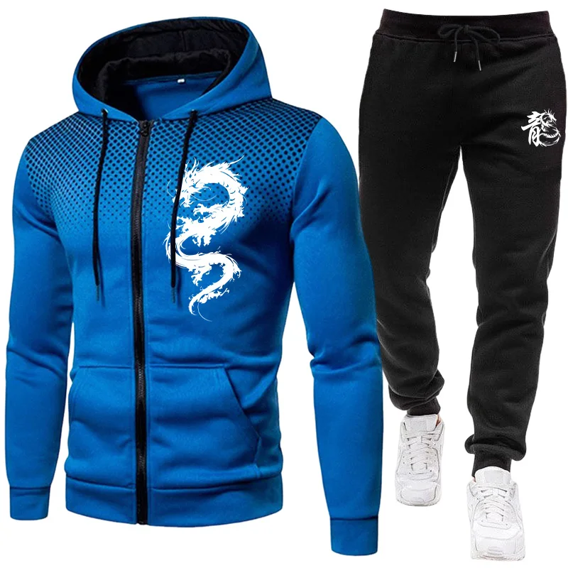 Set da Uomo con Stampa Drago d - Street Fashion Hoodie recensione e prezzo