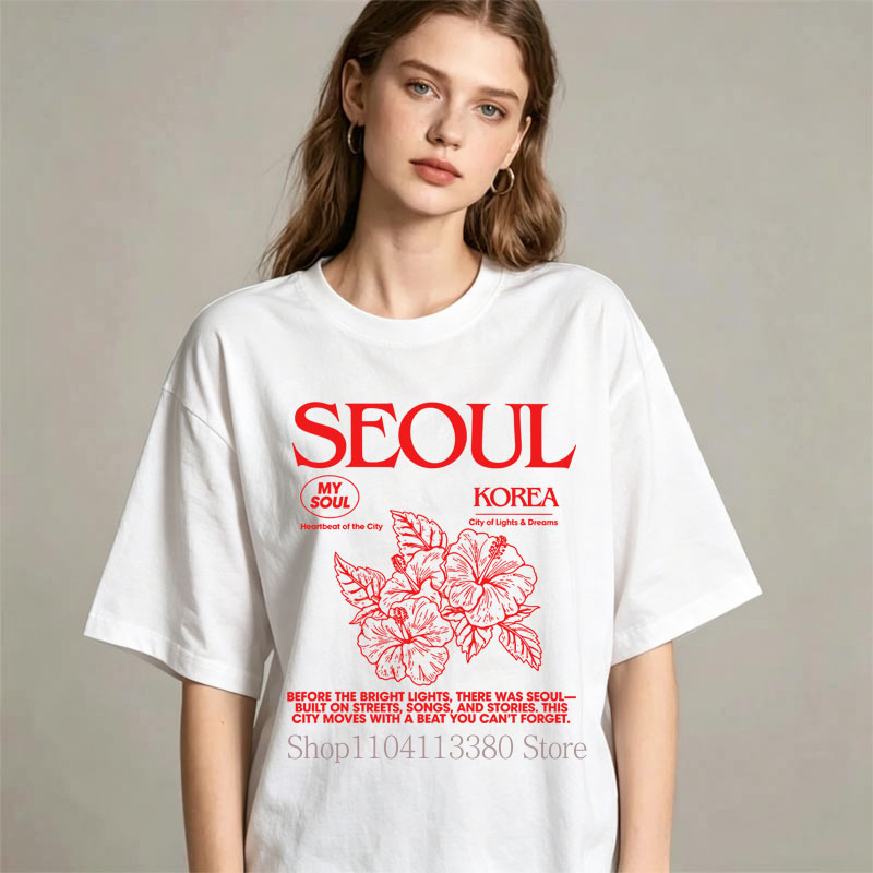 T-shirt con stampa hibiscus in - Street Fashion Seoul recensione e prezzo