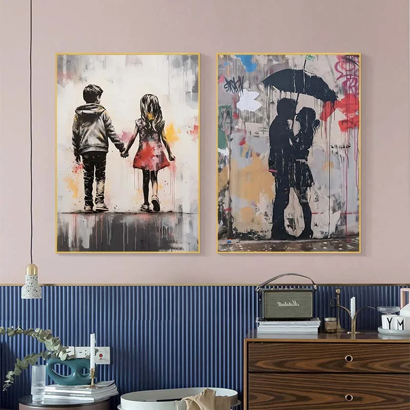 Banksy Graffiti Ragazzo Ragazz - Street Fashion Poster recensione e prezzo